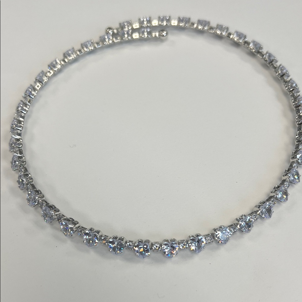 Elegant Silver Crystal CZ  Necklace one in gold one in Silvertone
